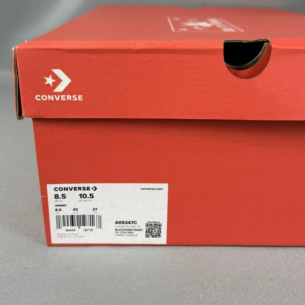Converse Chuck 70 De Luxe Heel Shoe Women 10.5 Black Chunky Platform A05347C New - Picture 9 of 9